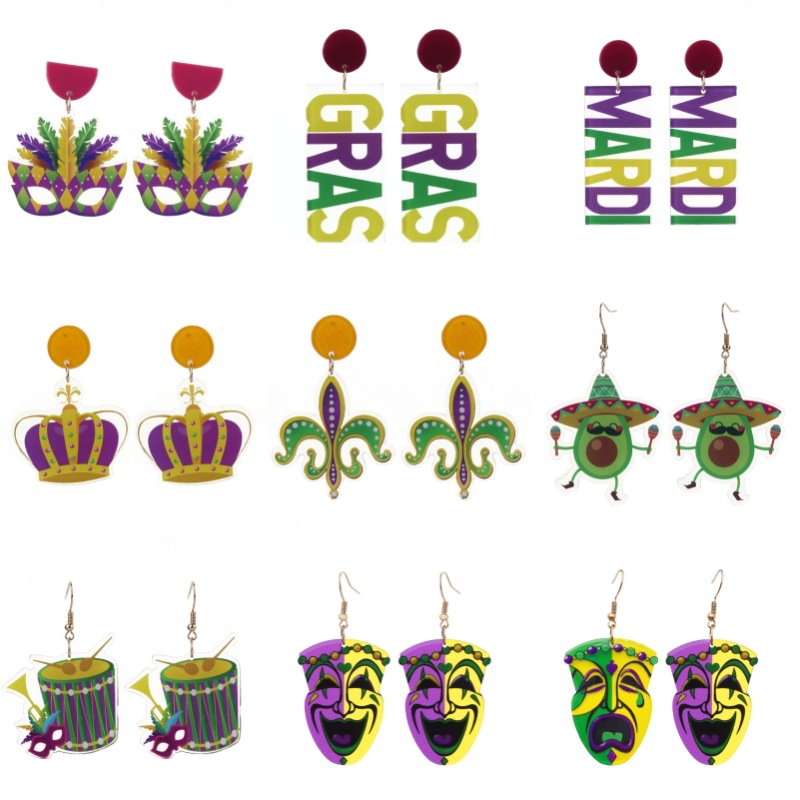 8# Acrylic Carnival Mask Earrings