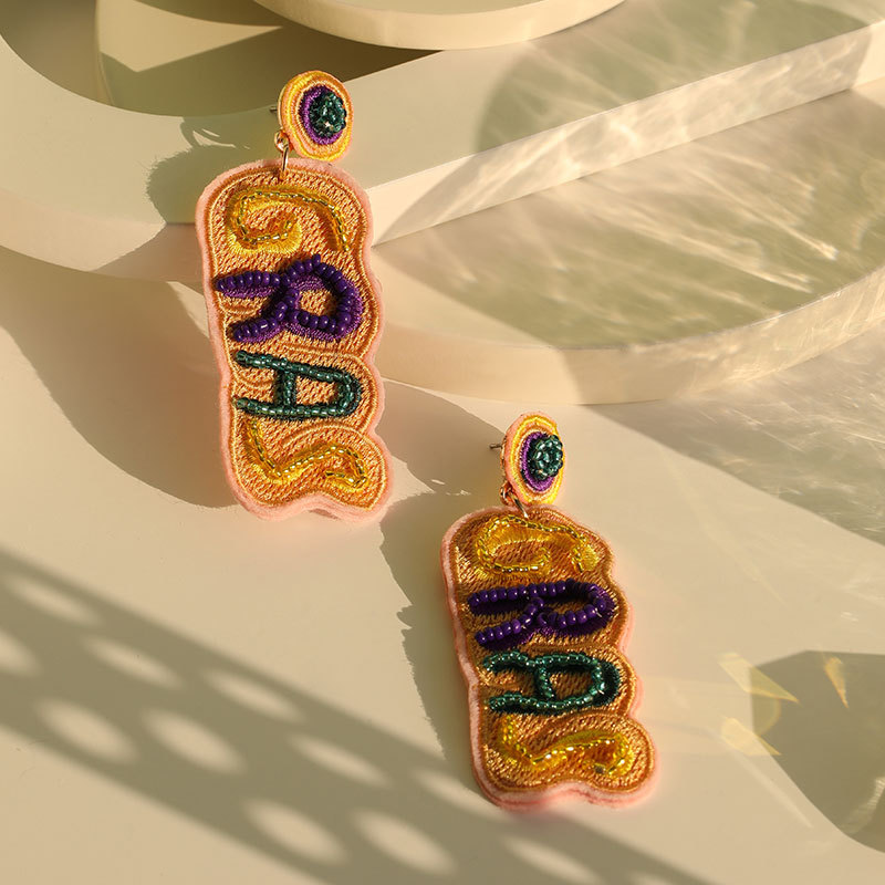 12# Fabric Diamond Embroidered Geometric Earrings
