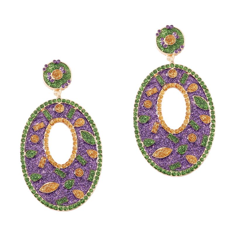 Color Alloy Oval Earrings