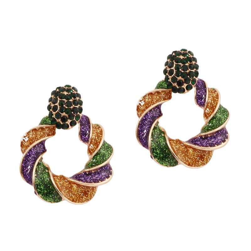 Color Alloy Wrap Round Earrings
