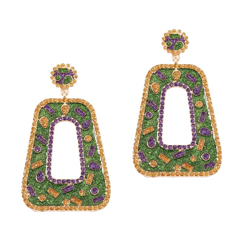Color Alloy Square Earrings