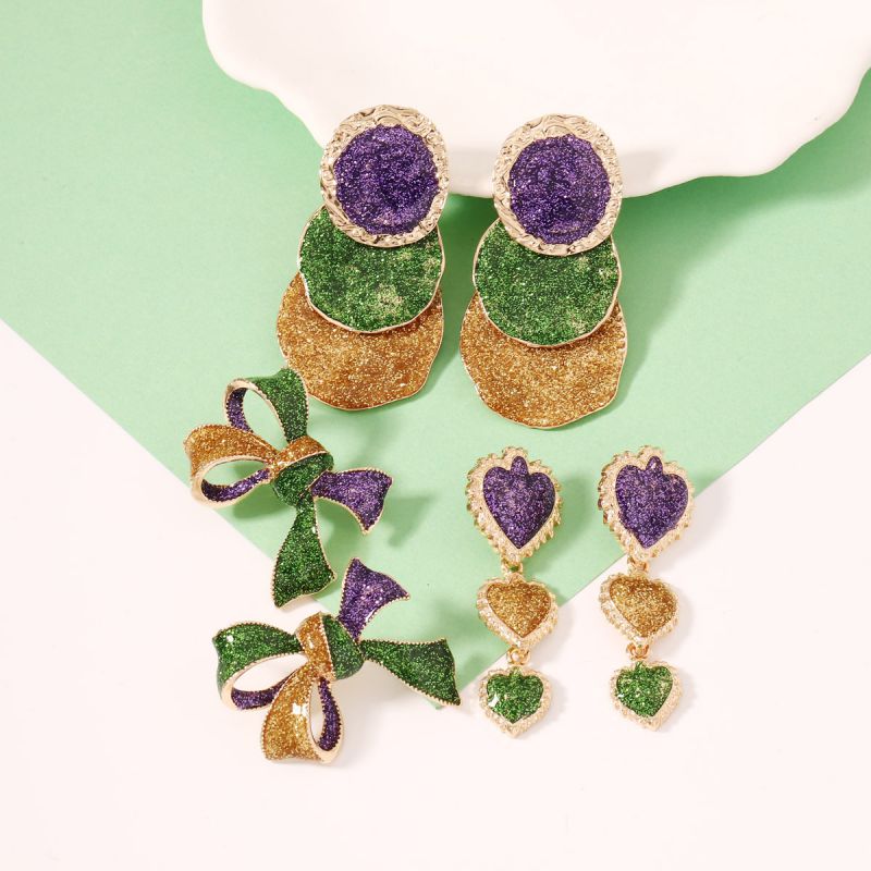 Color Geometry Alloy Round Earrings