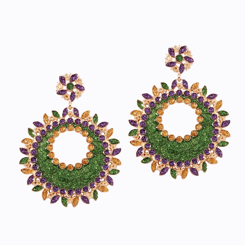 Color Alloy Round Earrings