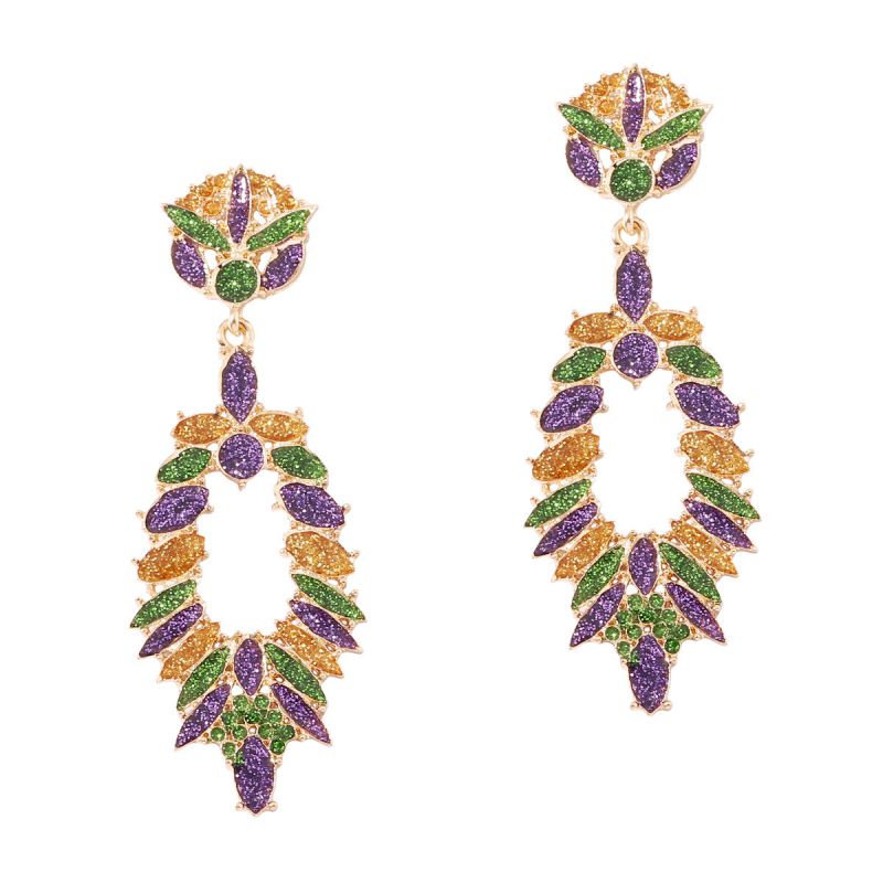 Color Alloy Diamond Geometric Earrings