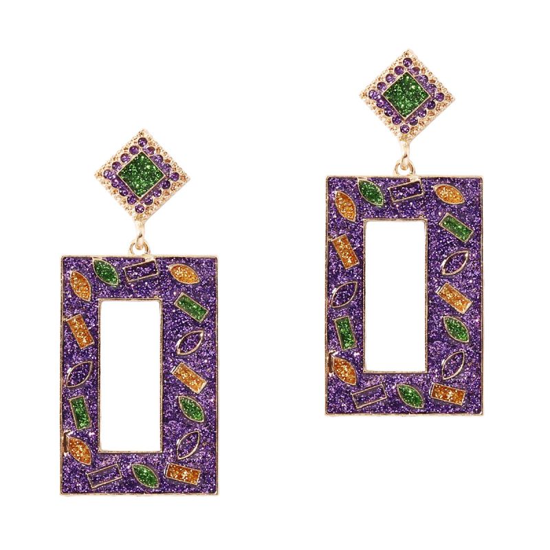 Color Alloy Square Earrings