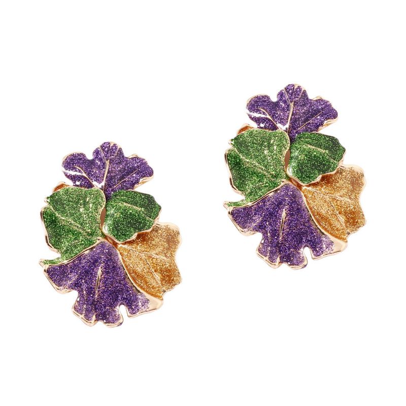 Color Alloy Flower Earrings
