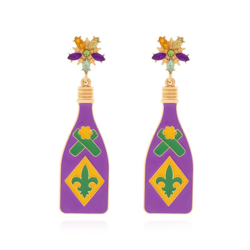 Color Alloy Wine Bottle Earrings
