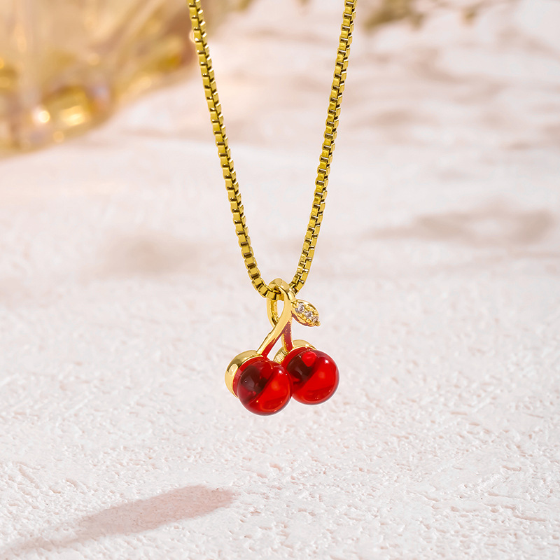 Cherry O Chain Titanium Steel Cherry Necklace