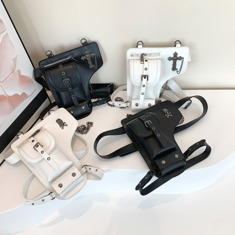 Black Model 1 Metal Cross Leather Crossbody Bag