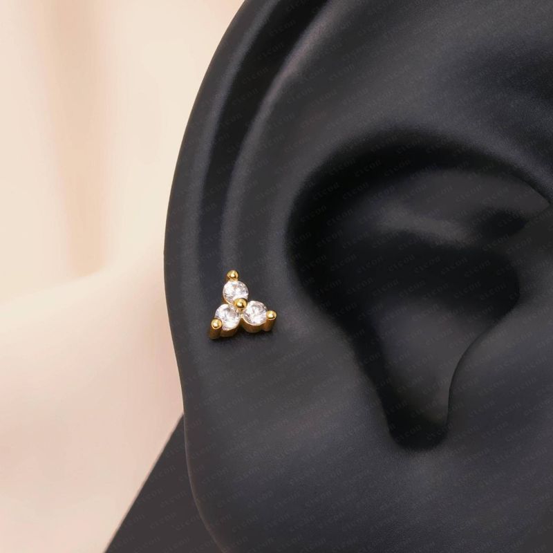 Piercing De Nariz Redondo Con Incrustaciones De Diamante De Acero Inoxidable