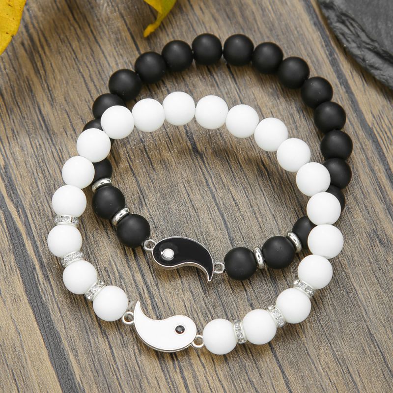 Bracelet 1 Alloy Frosted Beaded Oil-drip Tai Chi Bracelet Set