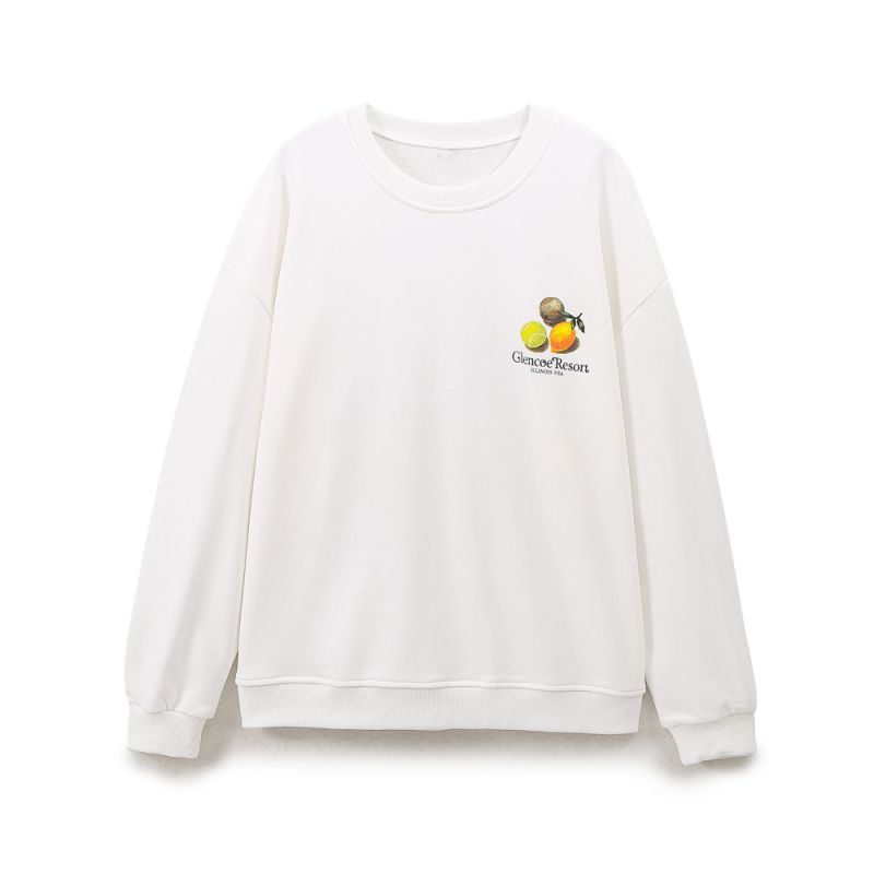 Sudadera Tipo Jersey De Terciopelo Estampado Con Cuello Redondo