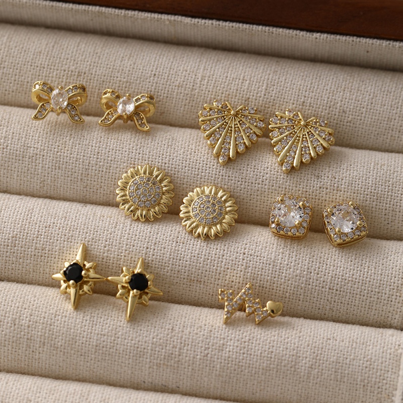 Gold 2 Copper Zirconia Butterfly Earrings