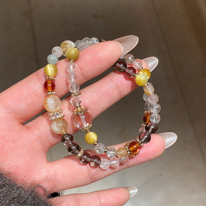 Pulsera Multicapa Con Cuentas De Cristal