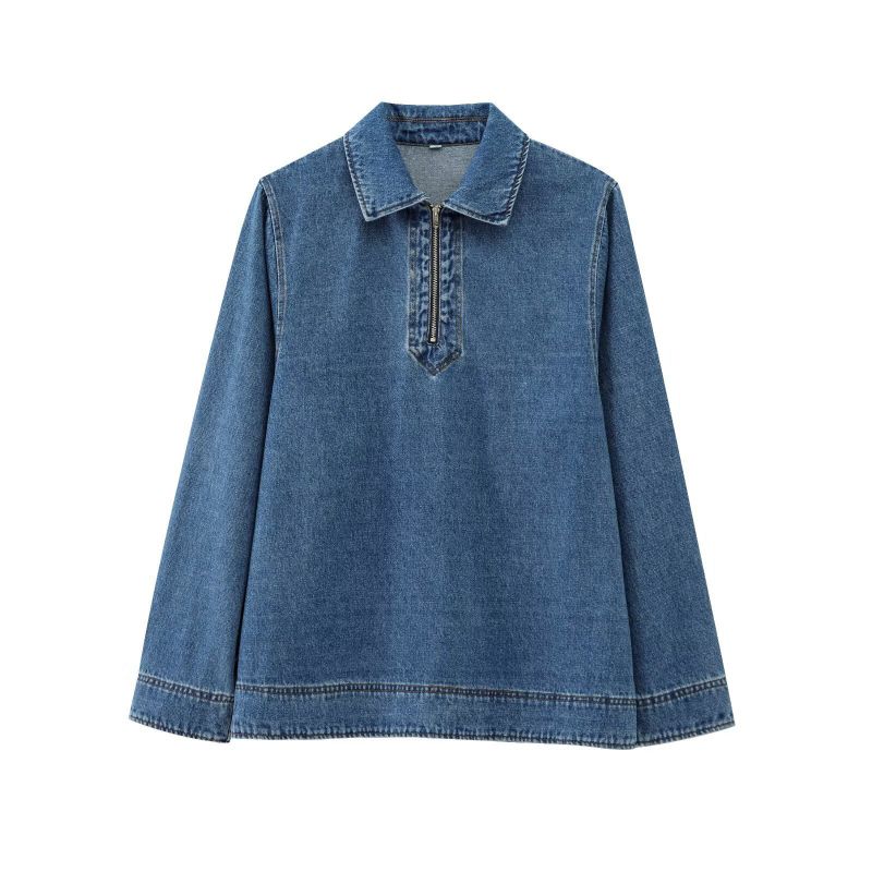Camisa Vaquera Con Cremallera Y Solapa