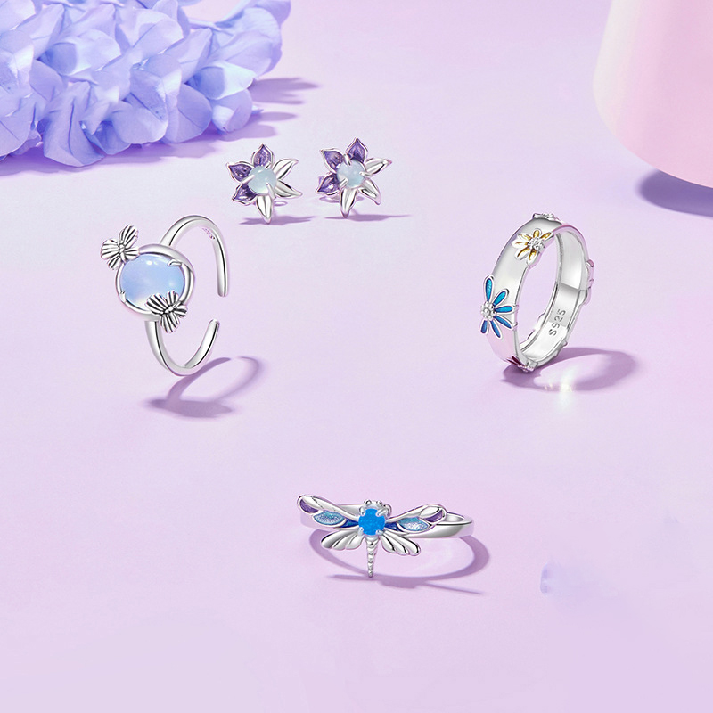 Ring 1 Silver And Diamond Petal Earrings