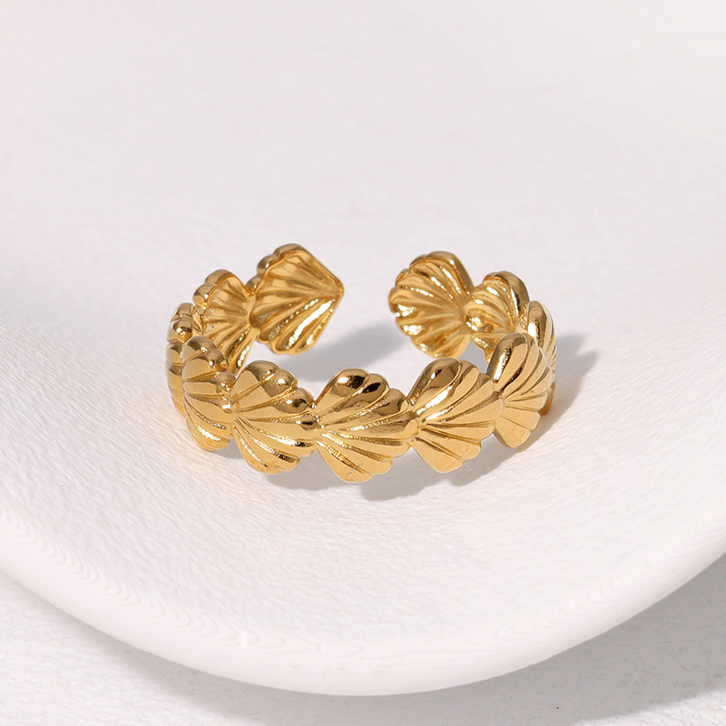 Gold Stainless Steel Shell Ring