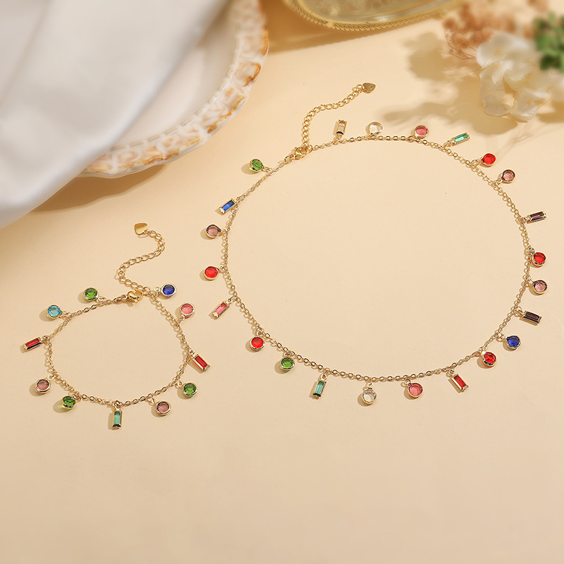 Gold Color Diamond Necklace Copper Colored Diamond Necklace