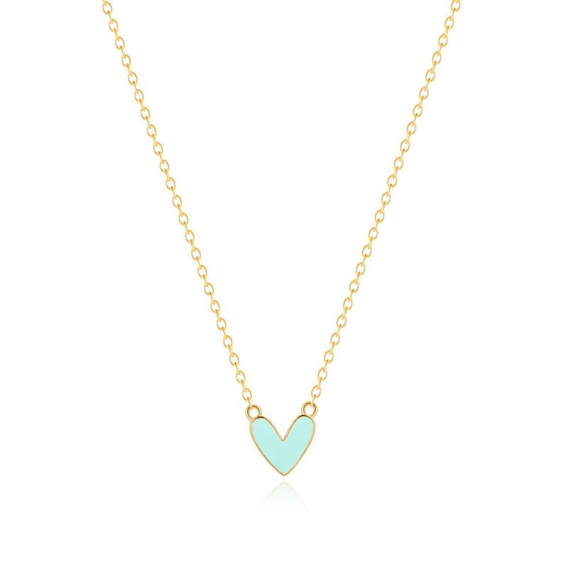 Gold Silver Oil Drop Heart Necklace