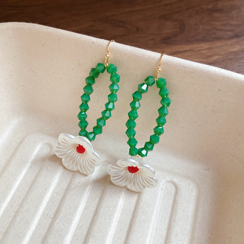 Pendientes De Flores Redondas Con Cuentas De Cristal
