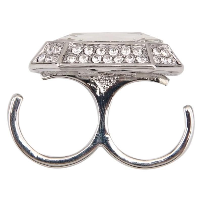 Gold Metal Square Ring With Diamonds