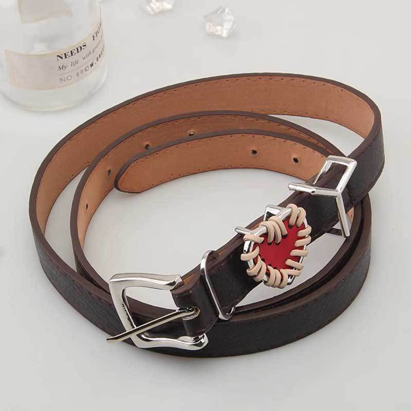 Cinturón Ancho De Pu Con Forma De Corazón