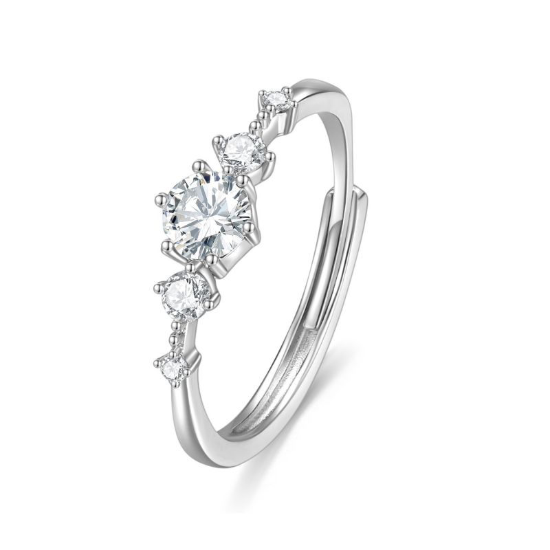 Silver Silver Round Diamond Ring