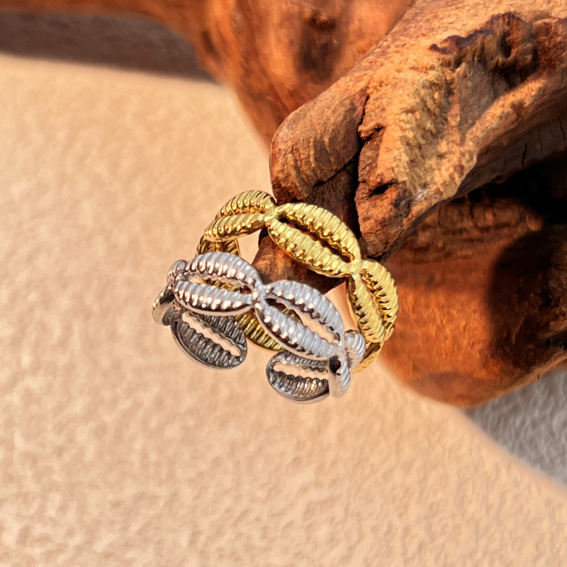 Gold Stainless Steel Shell Ring