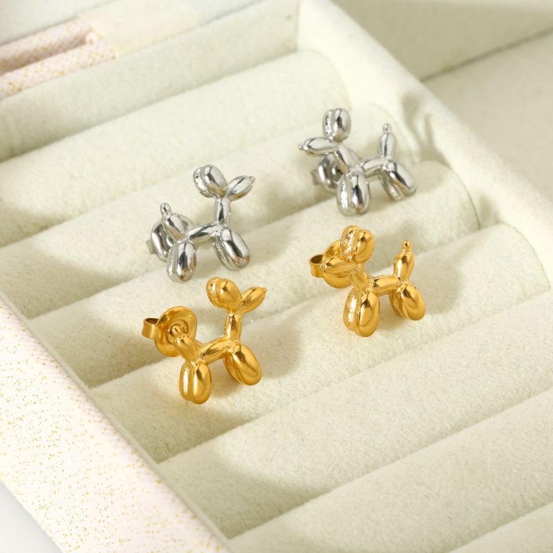 Pendientes De Acero Inoxidable Con Forma De Perro Y Globo