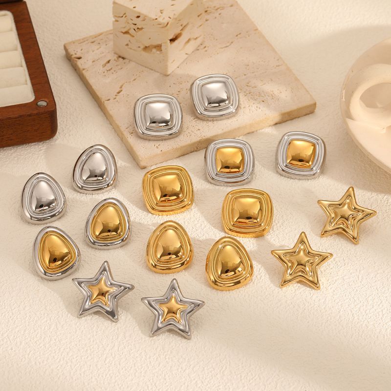 Pendientes De Estrella De Cinco Puntas De Acero Inoxidable.