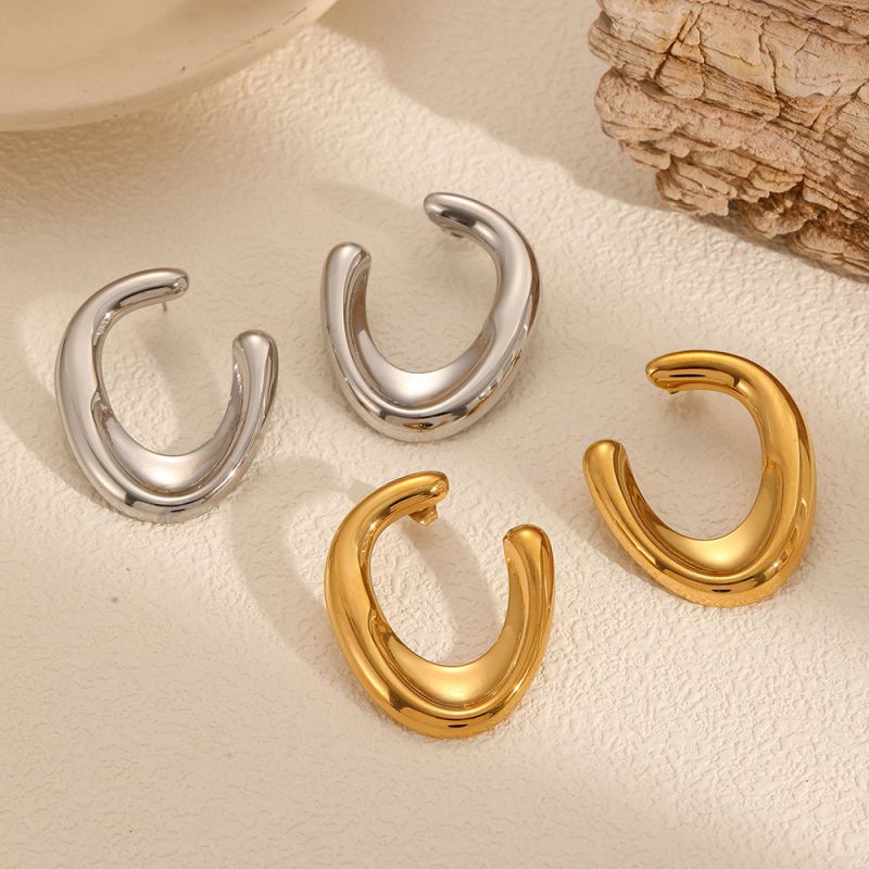 Silver Stainless Steel Irregular Earrings