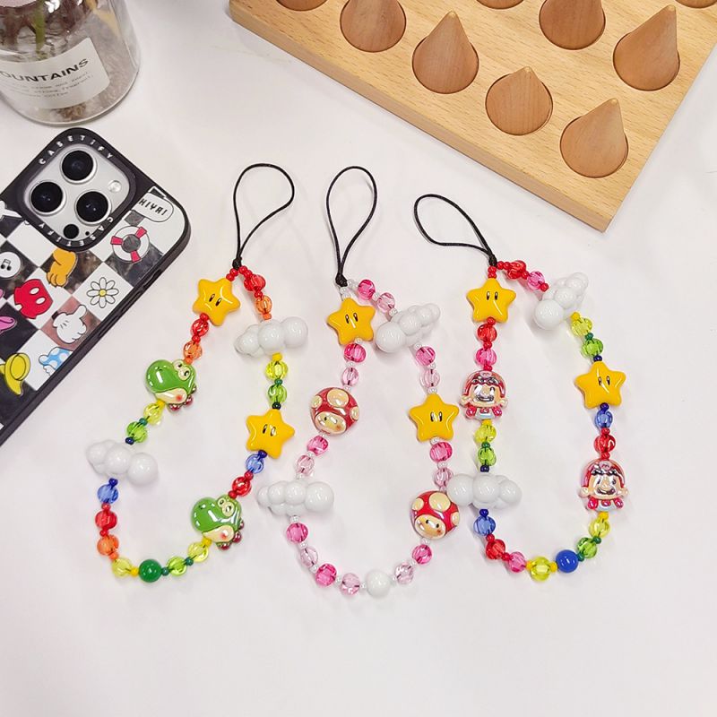 C-with Logo Crystal Beaded Cartoon Phone Lanyard