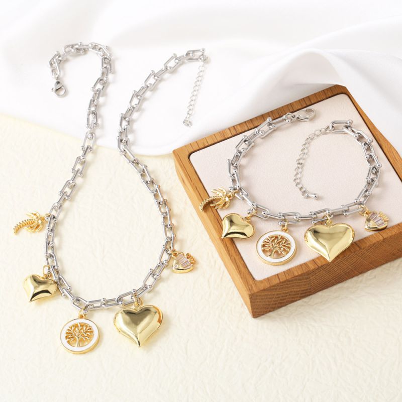 Collar Con Árbol De La Vida Del Amor Bañado En Oro Y Cobre A Juego Con El Color
