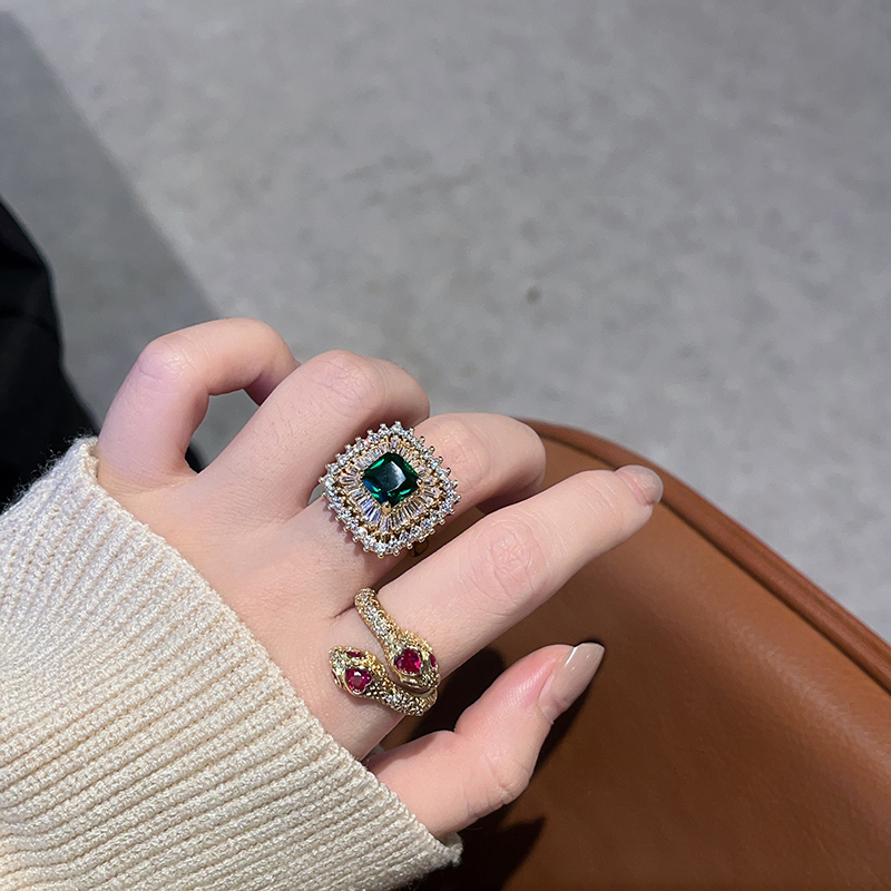 Style 2:snake Copper And Diamond Snake Ring