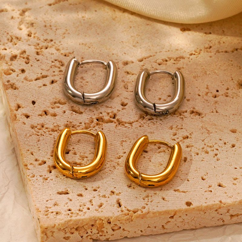 Oval Earrings Steel Stainless Steel Oval Earrings