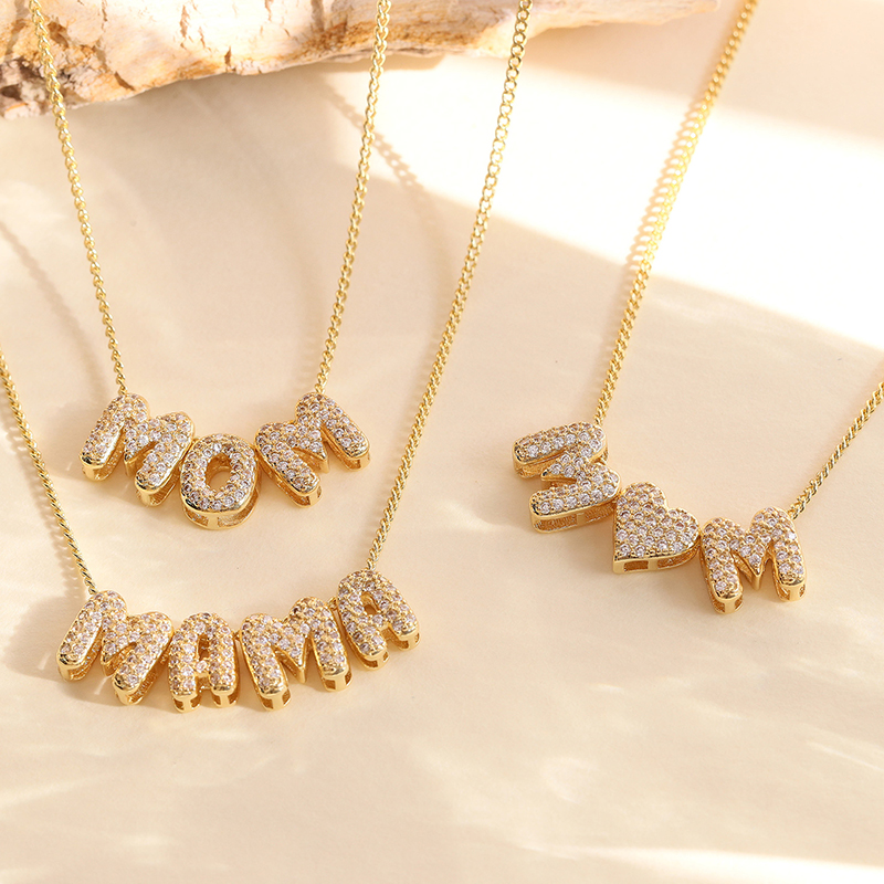 Necklace Copper Diamond Letter Necklace