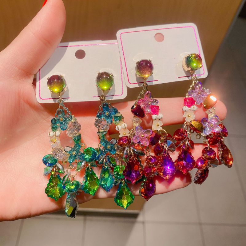 Pendientes Irregulares Con Borlas De Cristal