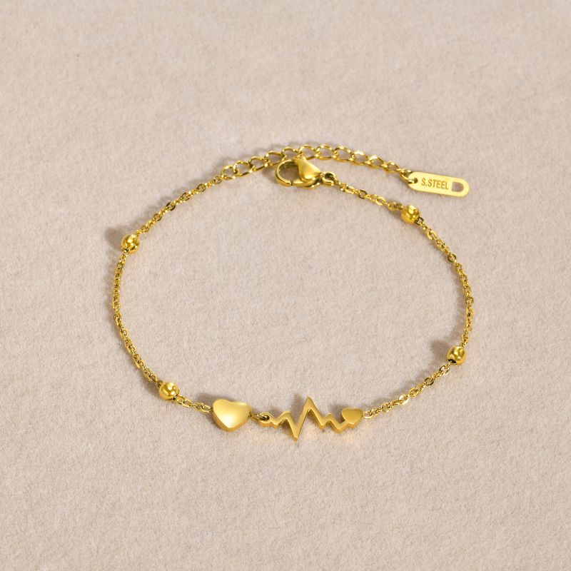 Gold Titanium Steel Heart Bracelet
