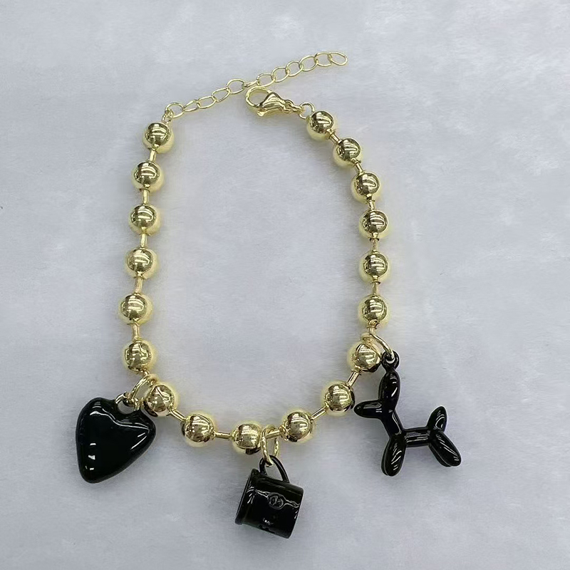 Pulsera De Perro Con Globo En Forma De Corazón Bañada En Oro Y Cobre