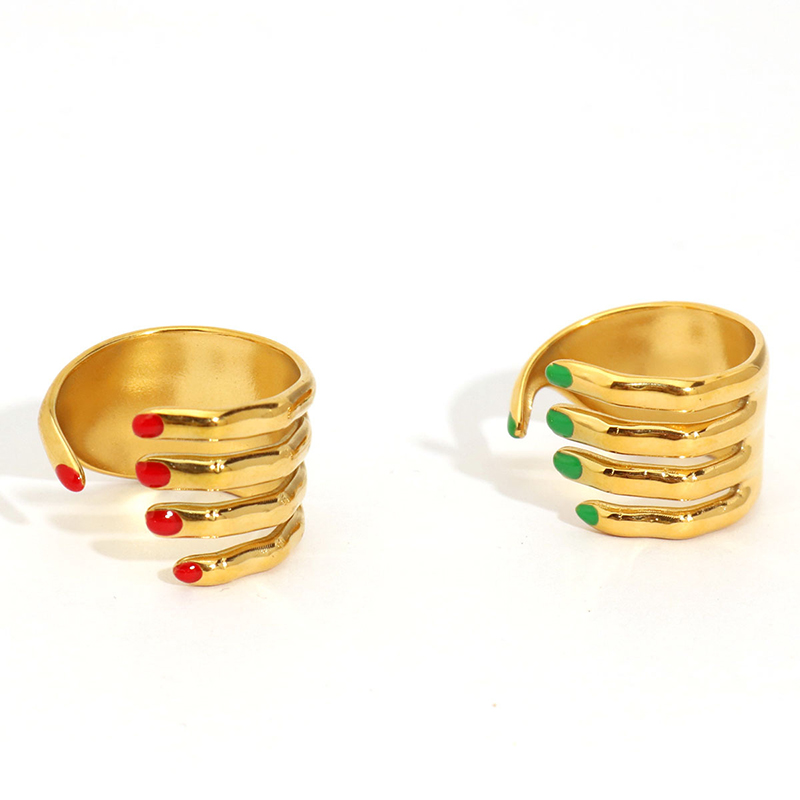 Red Titanium Steel Geometric Round Ring