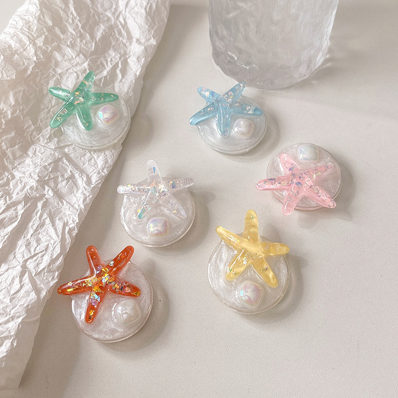 Soporte Para Airbag Para Teléfono Móvil Con Forma De Estrella De Mar Y Resina Epoxi Con Purpurina