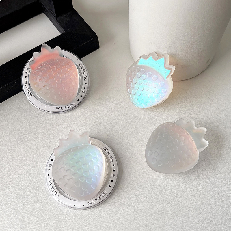 Gift Magnetic Suction-strawberry-color Laser Laser 3d Strawberry Mobile Phone Airbag Holder