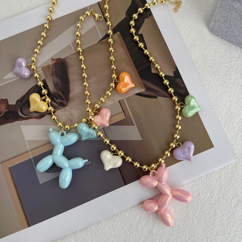 Collar De Cuentas Con Forma De Corazón Y Forma De Perro Globo (6 Mm)