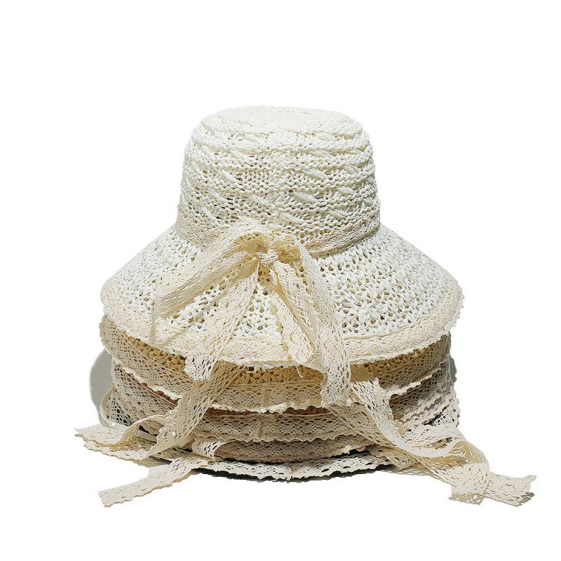 Pink Lace Woven Sun Hat