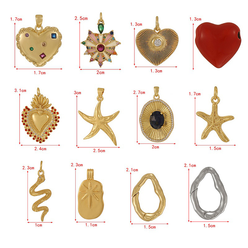 Accesorios De Corazón De Circonita Con Incrustaciones De Cobre
