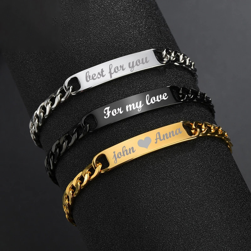 Pulsera Larga Curva De Acero De Titanio Personalizada (personalizada)