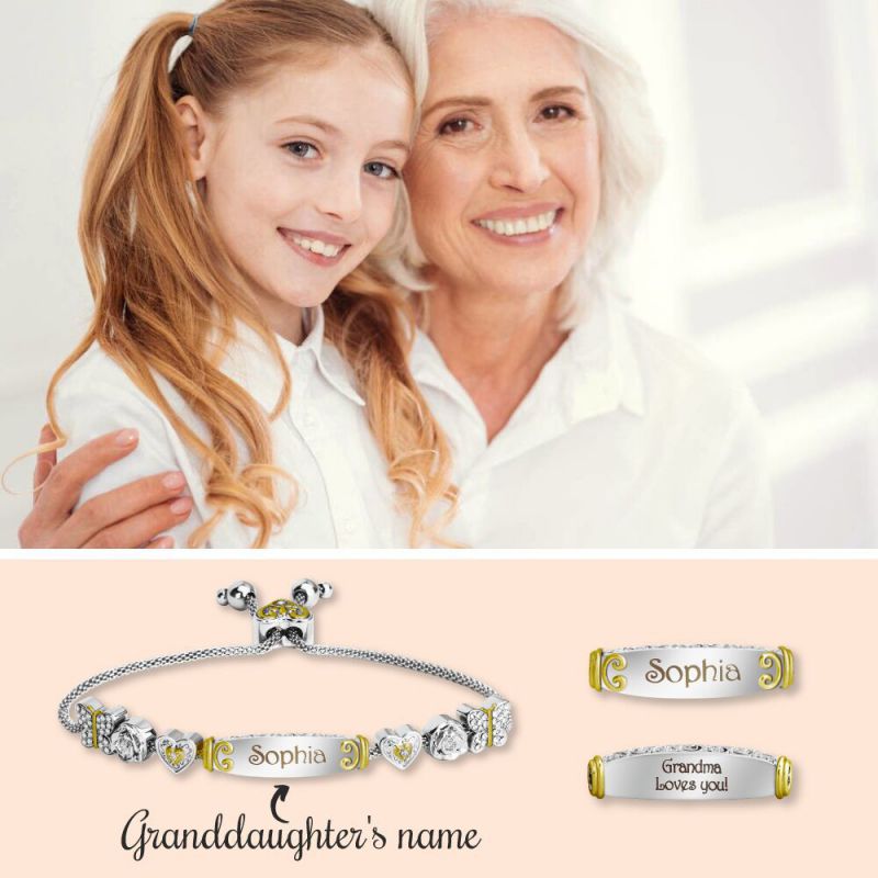 Pulsera Personalizada Con Corazón De Mariposa Y Diamantes Bañada En Oro Y Cobre