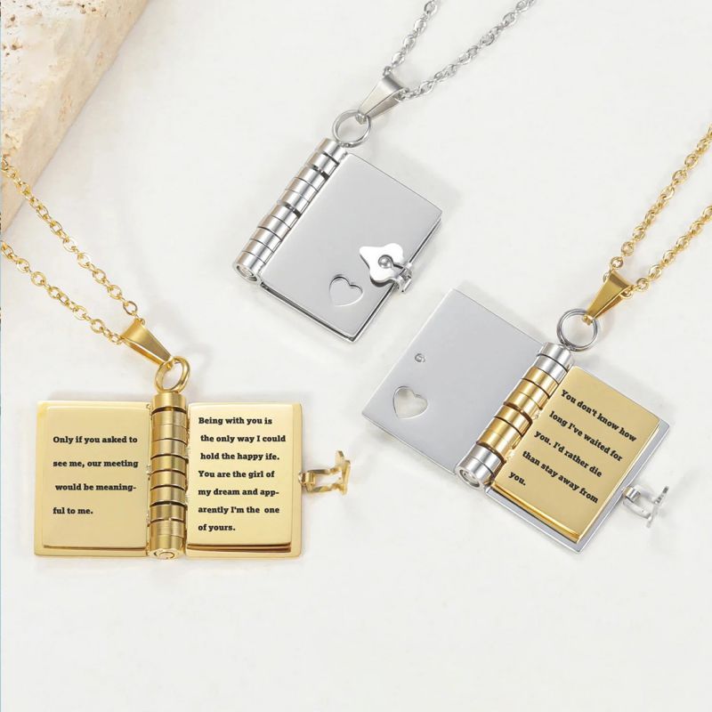 Collar De Libro De Acero Inoxidable Personalizado