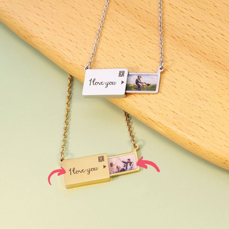 (personalizado) Collar Con Sobre Extraíble Grabado En Acero Inoxidable