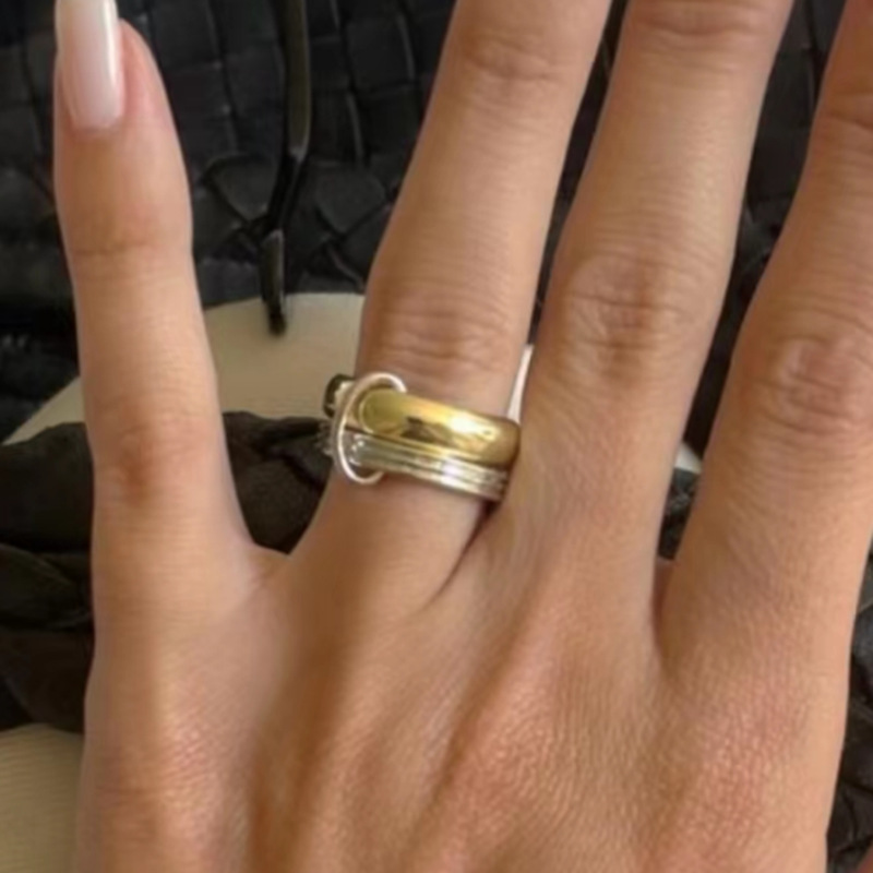 Gold No. 8 Titanium Steel Color Matching Round Ring